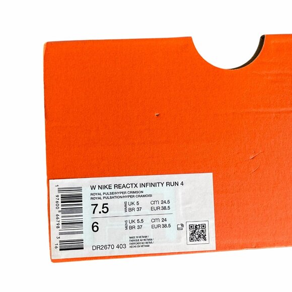 ⭐Nike ReactX Infinity Run 4 Royal Pulse Size 6 Men's Shoes Blue DR2670-403 New - Picture 9 of 10